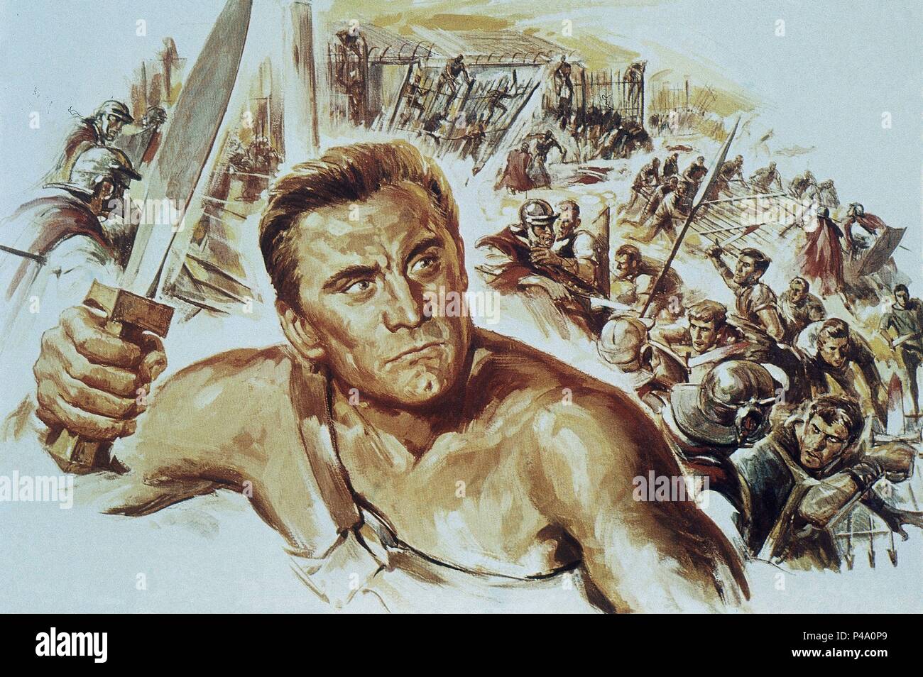 Kirk Douglas, acteur américain (né en 1916). Dessin pour le film 'Spartacus'. Banque D'Images