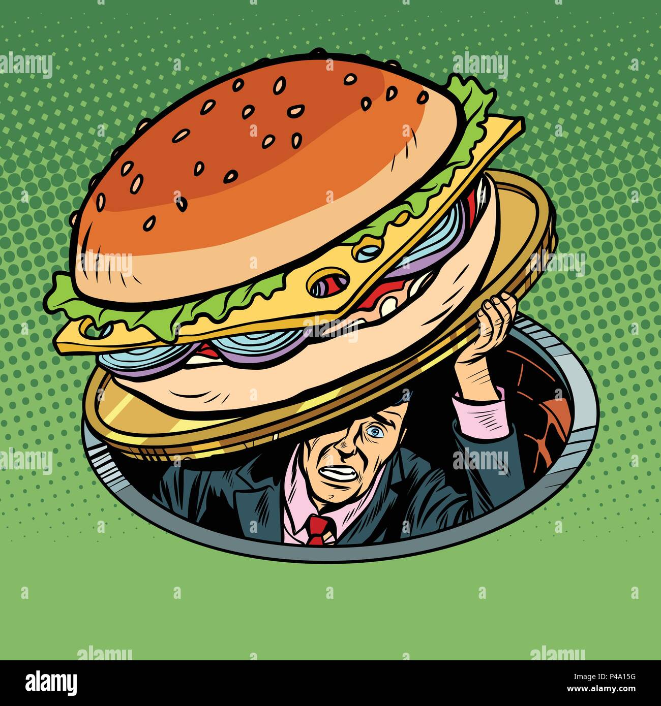 En vertu de l'homme fast-food burger Illustration de Vecteur