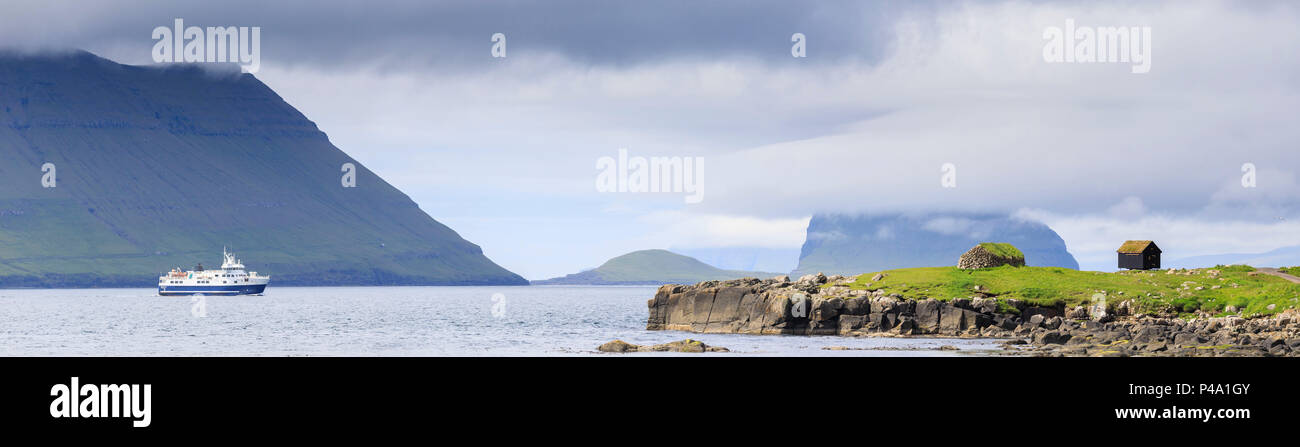 Vue panoramique de l'île de Streymoy, Kirkjubour, îles Féroé, Danemark Banque D'Images