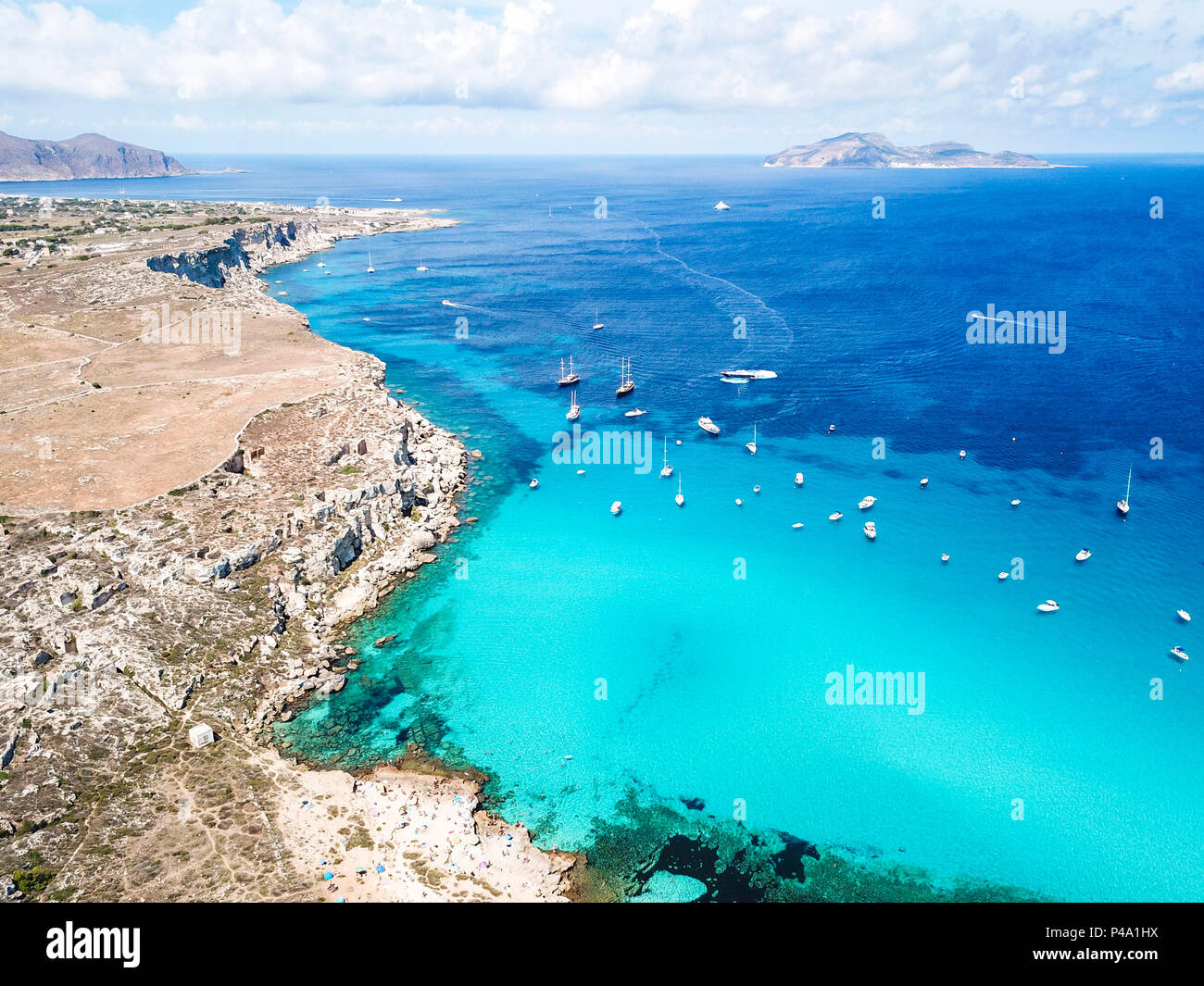 Cala Rossa, île de Favignana, Îles Égades, province de Trapani, Sicile, Italie Banque D'Images