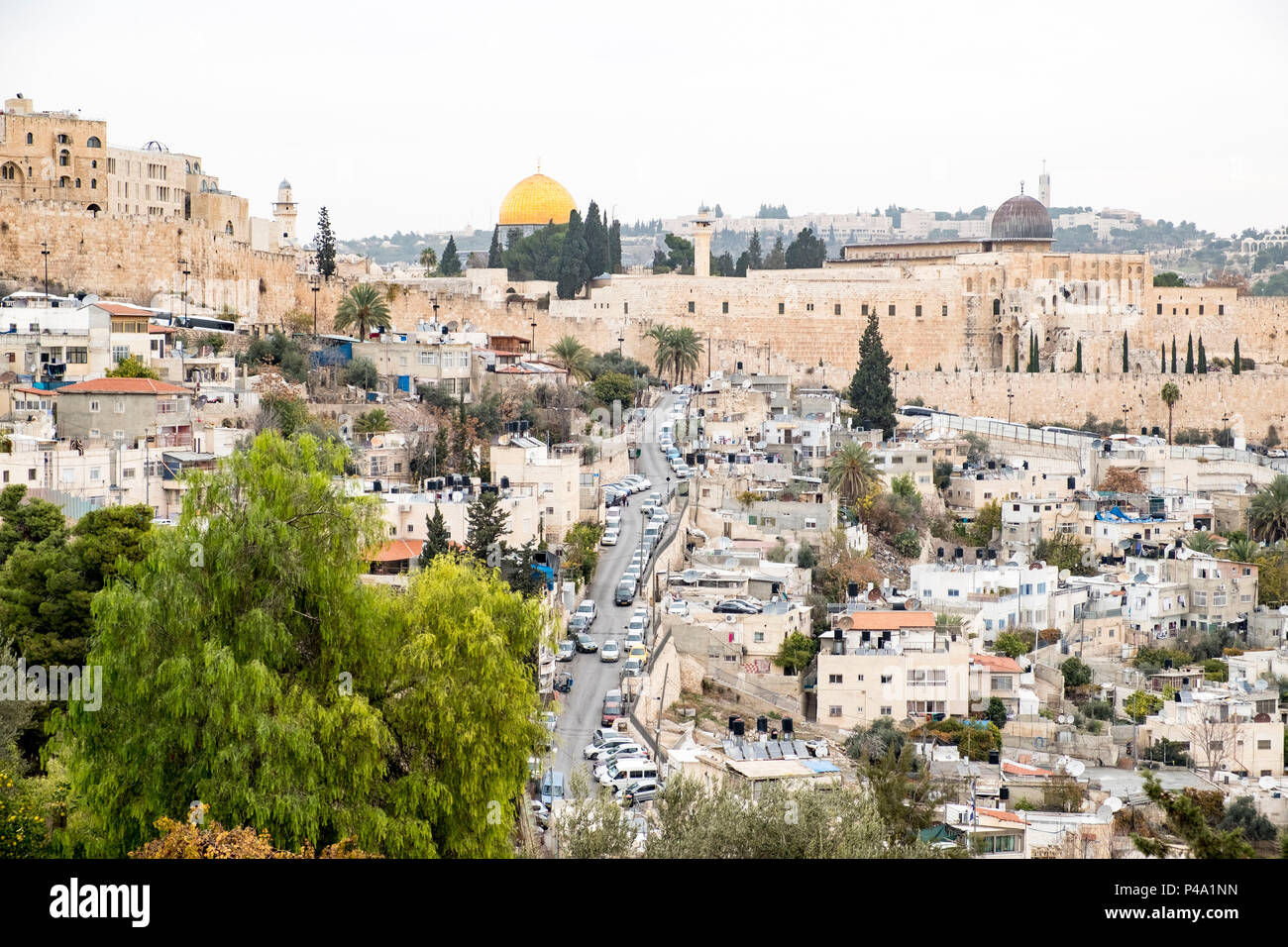 La vieille ville de Jérusalem et le dôme du Rocher, Jérusalem, Israël, Moyen Orient Banque D'Images