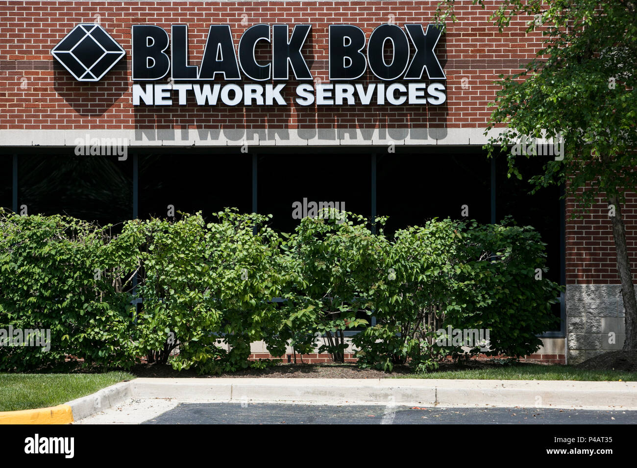Un logo affiche à l'extérieur d'un établissement occupé par Black Box Network Services à Herndon, Virginie, le 9 juin 2018. Banque D'Images