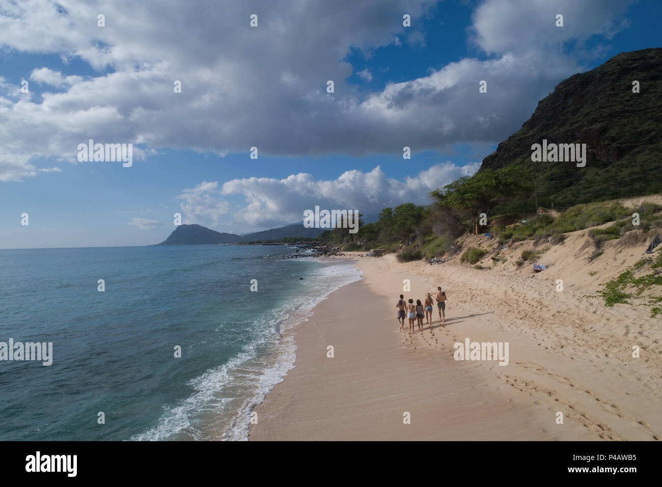 Groupe d'amis autour de la plage Banque D'Images