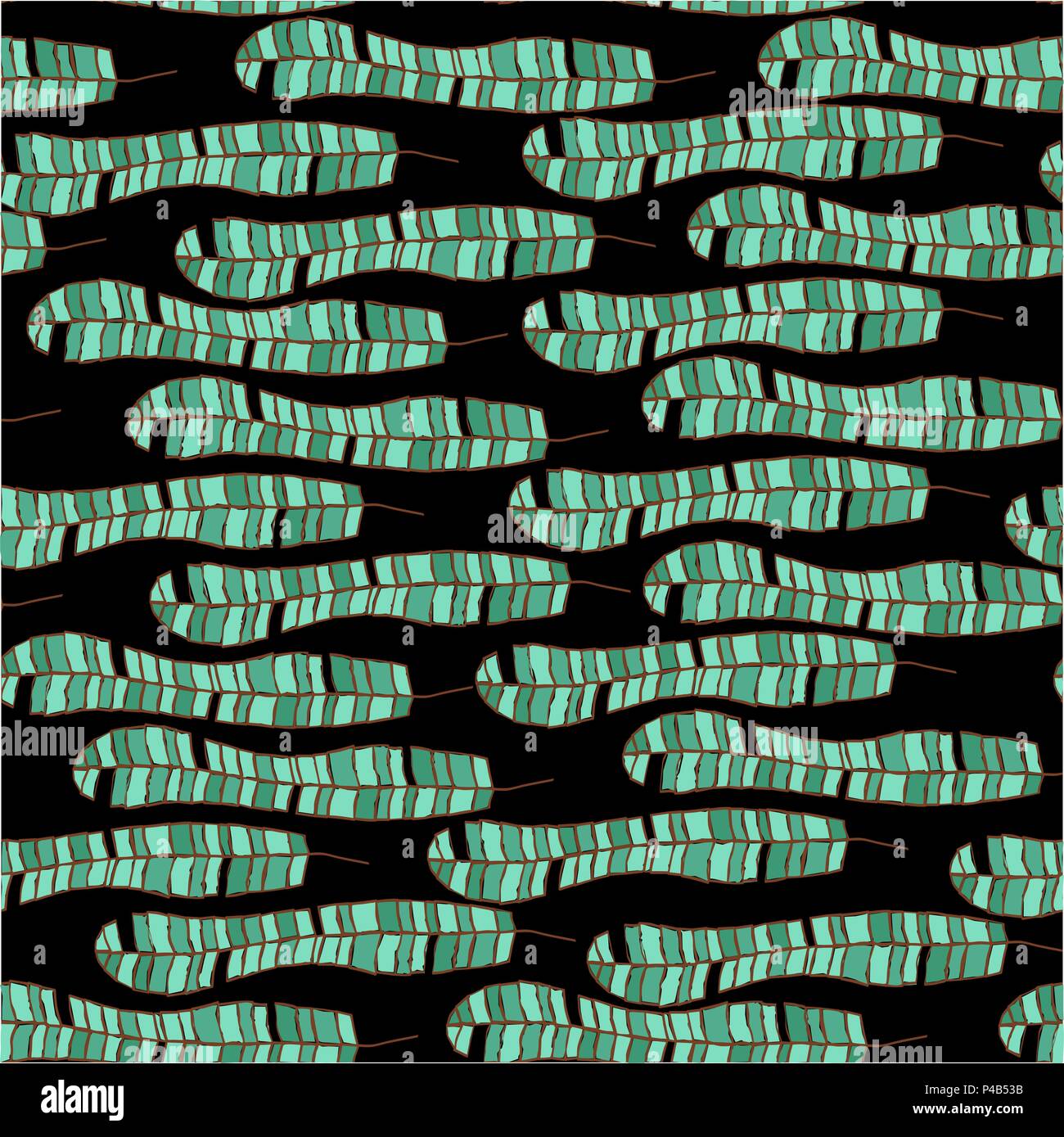 Modèle vectoriel continu avec des feuilles de bananier sur noir Illustration de Vecteur