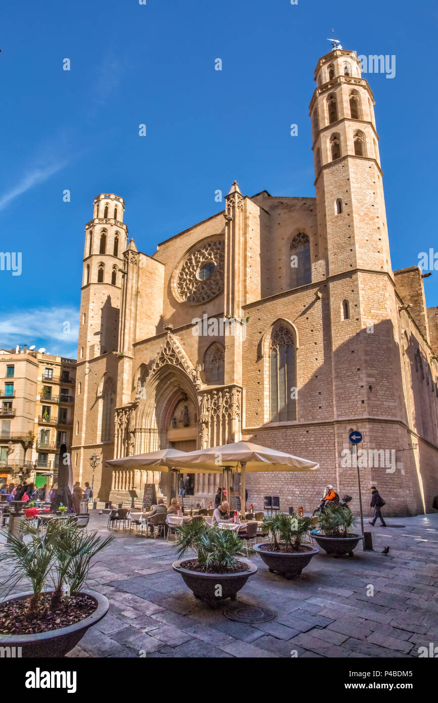 L'Espagne, la ville de Barcelone, Ciutat Vella, el rabal, l'église Santa Maria del Mar Banque D'Images