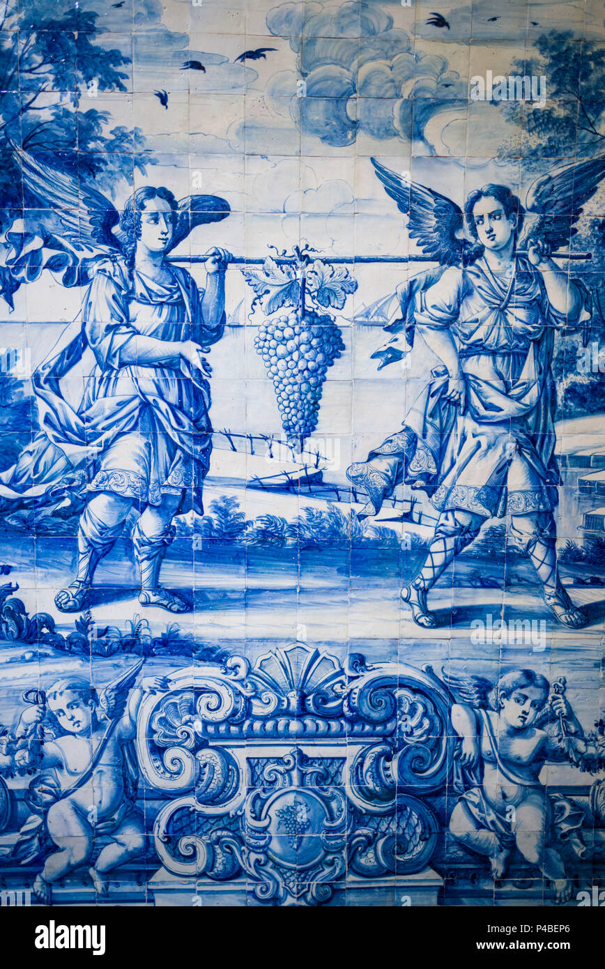 Le Portugal, Azores, Sao Miguel Island, Ponta Delgada, l'Igreja do Colegio dos jésuites de l'église de Ponta Delgada, tuiles azulejo Banque D'Images