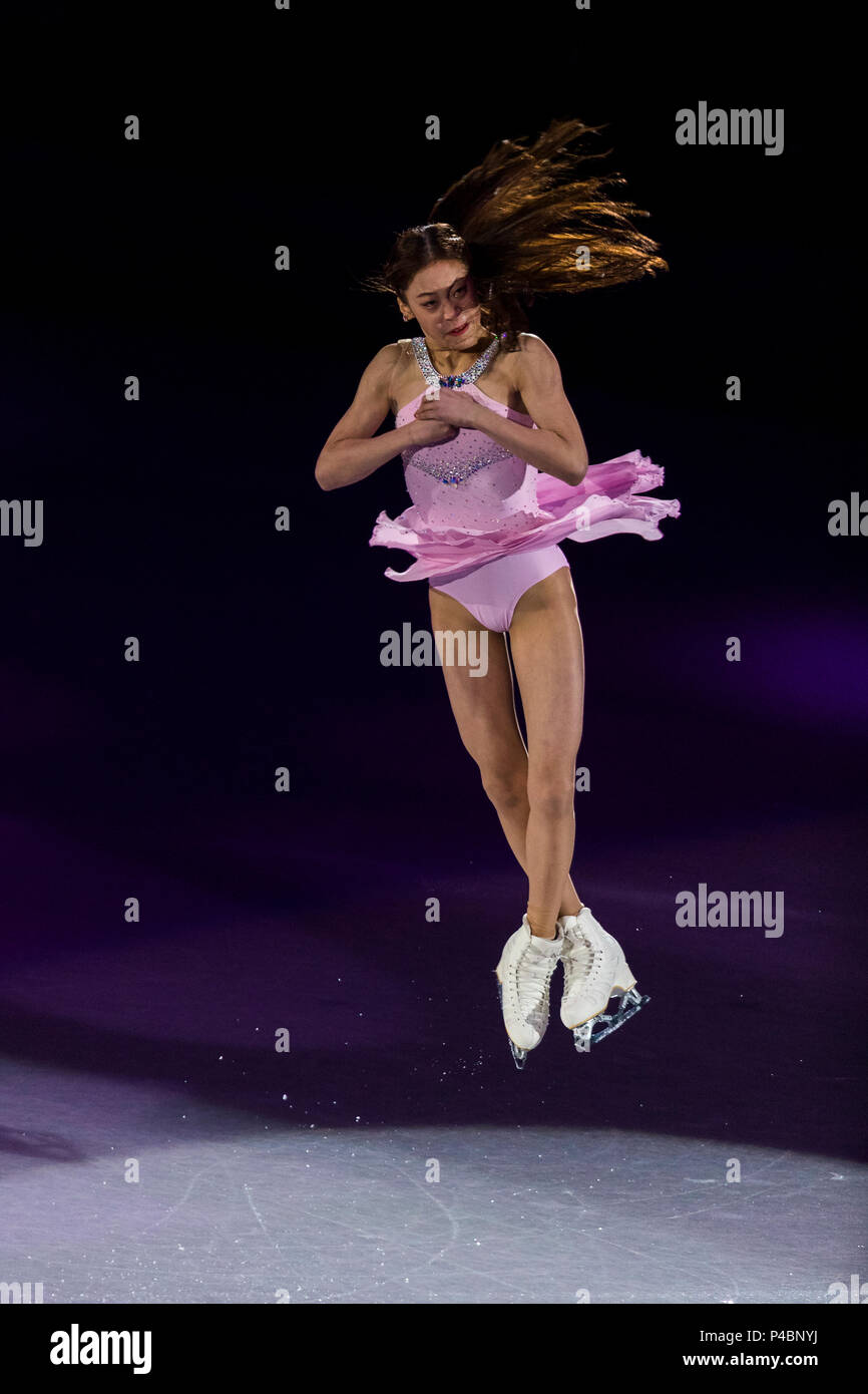 Les jeunes femmes coréennes, patineuse artistique qui se produiront au Gala de patinage artistique à l'exposition des Jeux Olympiques d'hiver de PyeongChang 2018 Banque D'Images