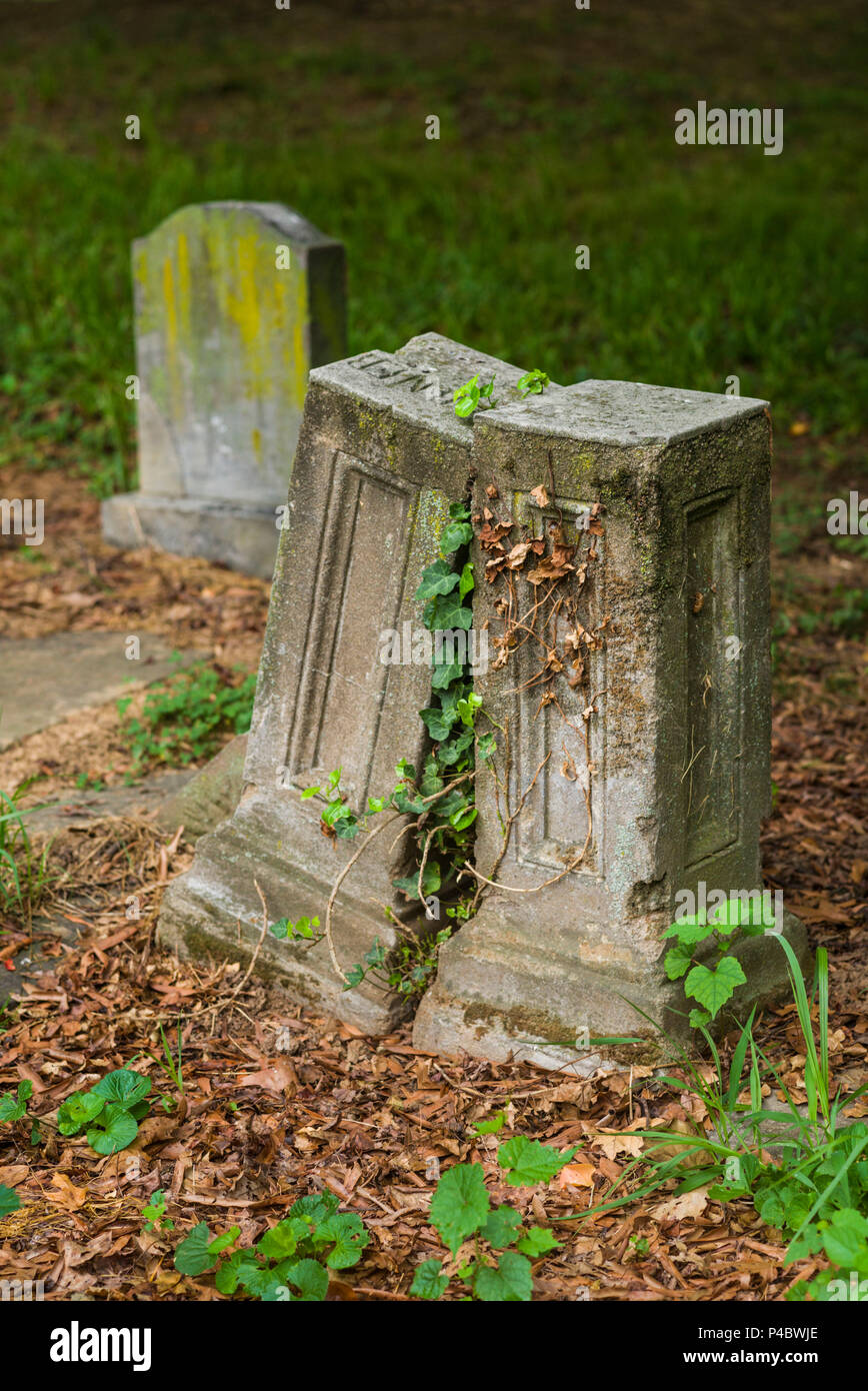 États-unis, District de Columbia, Washington, l'Union des femmes, l'ancien cimetière de bande abandonné cimetière des femmes noires et pauvres, pierres tombales Banque D'Images