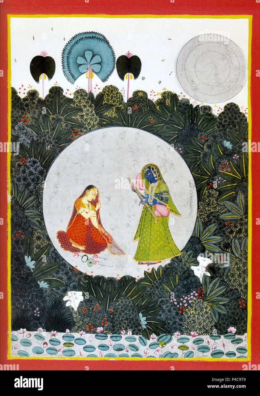 15 Krishna dans le couvert d'une Gopi. 19 100. Musée national de New Delhi. Banque D'Images