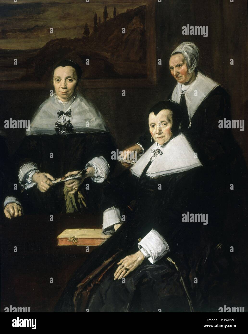 LAS REGENTAS DEL ASILO DE ANCIANOS DE HAARLEM - 1662 - BARROCO FLAMENCA - DETALLE DERECHO. Auteur : Frans Hals (ch. 1580-1666). Lieu : Musée Frans Hals, Haarlem, HOLANDA. Banque D'Images