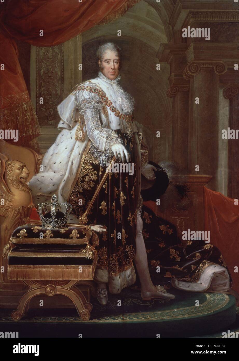 'Portrait de Charles X de France', 19e siècle, huile sur toile, 259 x 183 cm, P03221. Auteur : François Pascal Simon (1770-1837). Emplacement : Museo del Prado-PINTURA, MADRID, ESPAGNE. Banque D'Images