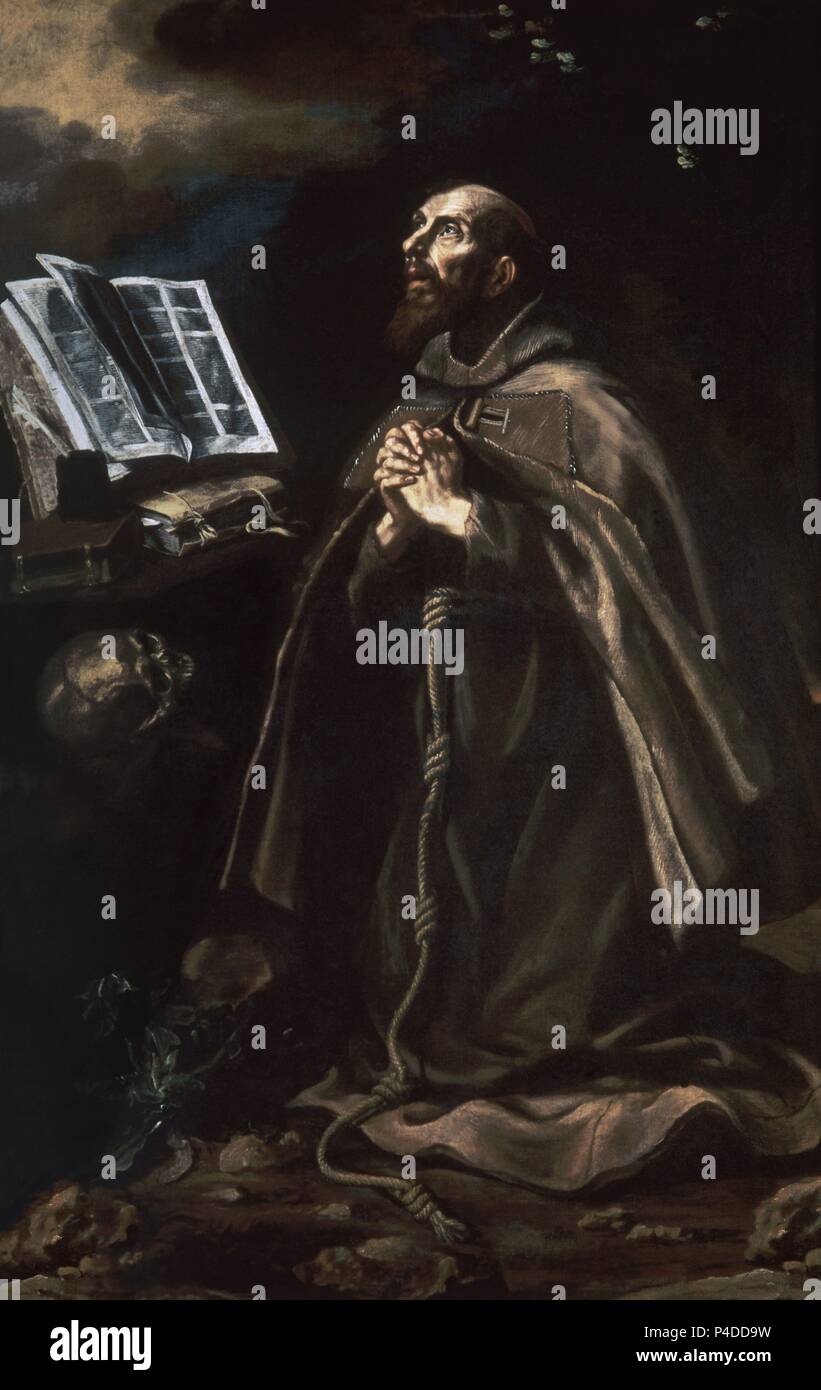 'Saint Pierre d'Alcantara', début du 17e siècle, baroque espagnol, huile sur toile, 169 cm x 111 cm, P03078. Auteur : Luis Tristan de Escamilla (ch. 1587-1624). Emplacement : Museo del Prado-PINTURA, MADRID, ESPAGNE. Banque D'Images