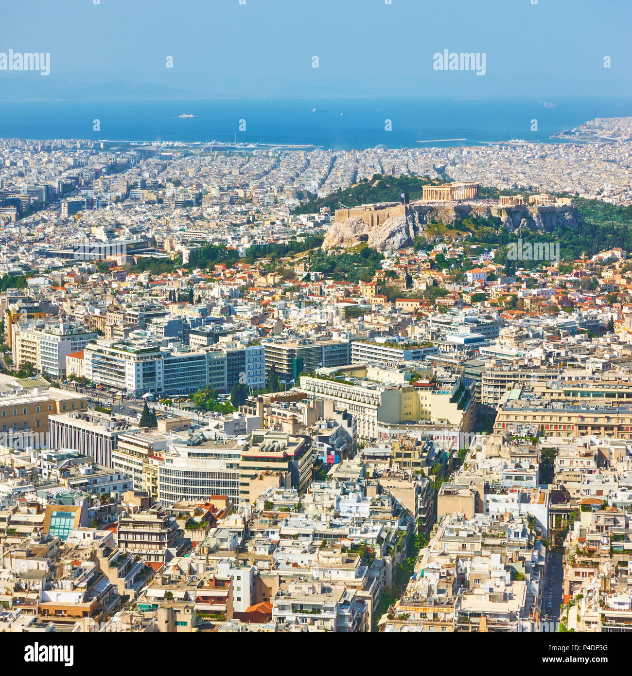 Vue de la ville depuis le mont Lycabette Athènes, Grèce Banque D'Images