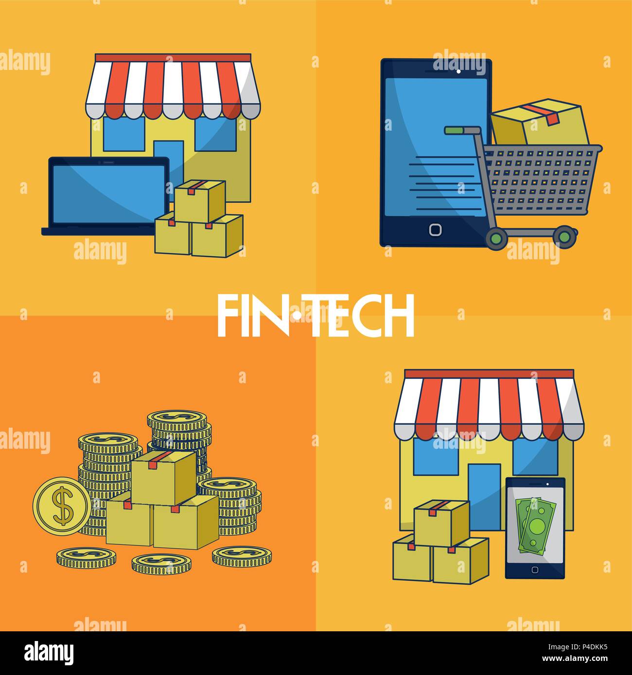 La technologie financière cadres carrés Illustration de Vecteur
