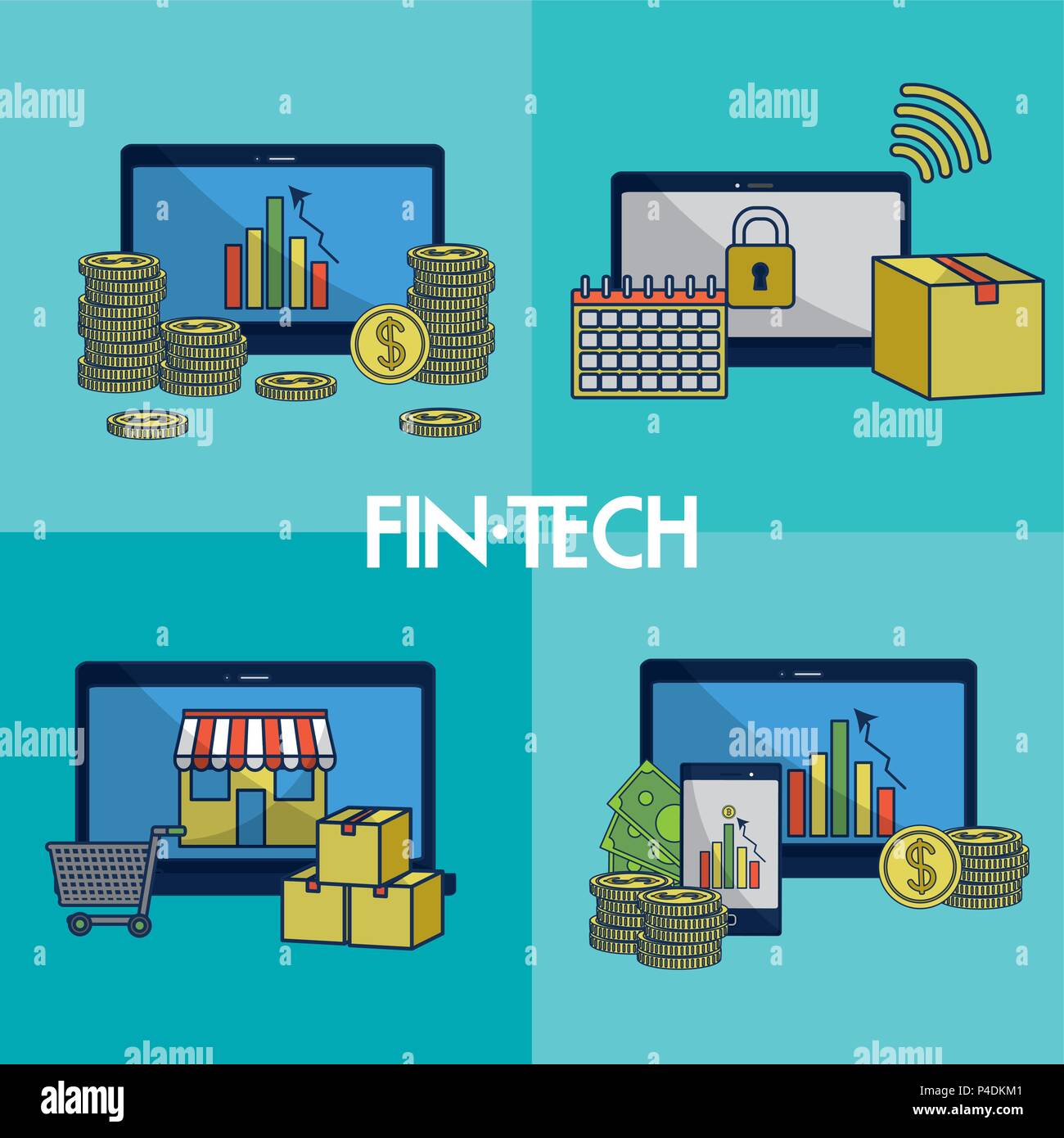 La technologie financière cadres carrés Illustration de Vecteur