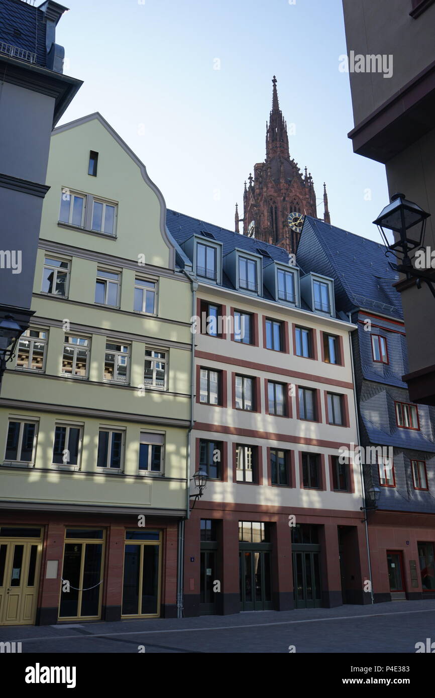 Maisons à l'Hühnermarkt, Place du marché, Dom-Römer-Projekt, Neue Frankfurter Altstadt, Old Town, Frankfurt am Main, Allemagne Banque D'Images
