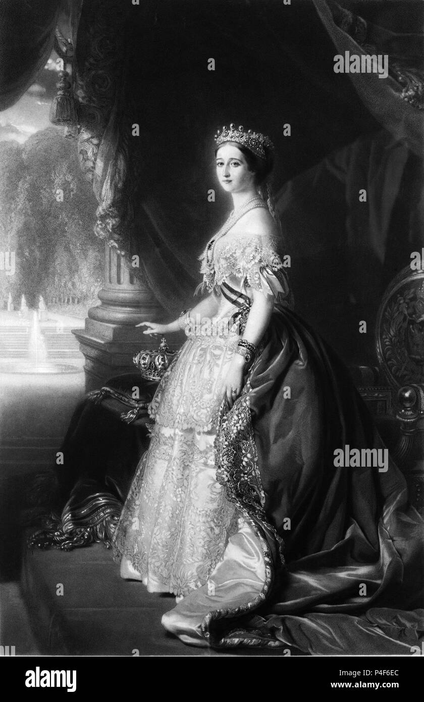 RETRATO DE LA EMPERATRIZ Eugenia de Montijo - S XIX. Emplacement : MUSEO ROMANTICO-gravure, MADRID, ESPAGNE. Banque D'Images