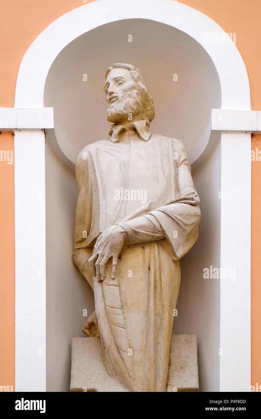 Statue de Saint-marc Krizin sur façade de cathédrale de l'Assomption à Varazdin, Croatie Banque D'Images