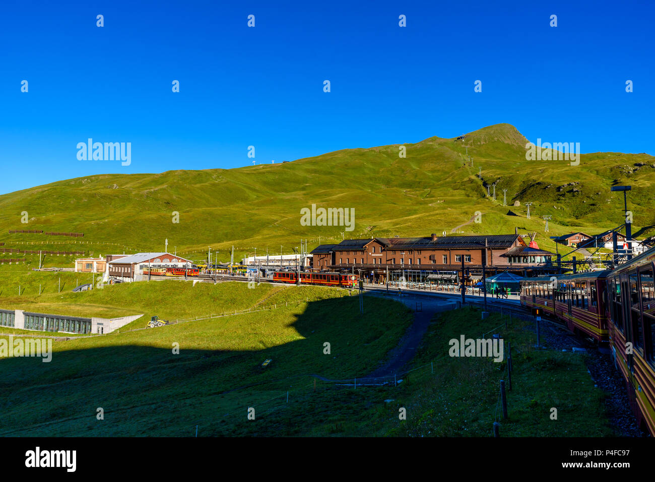 Célèbre train entre Grindelwald et de la gare ferroviaire de Jungfraujoch - Top of Europe, Suisse Banque D'Images