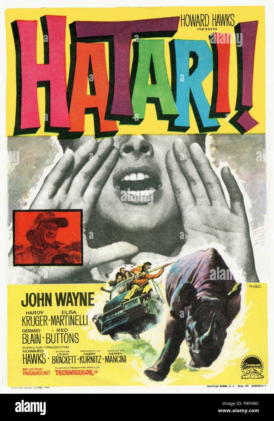 Titre original : HATARI !. Titre en anglais : HATARI !. Directeur du film : Howard Hawks. Année : 1962. Credit : PARAMOUNT PICTURES / Album Banque D'Images
