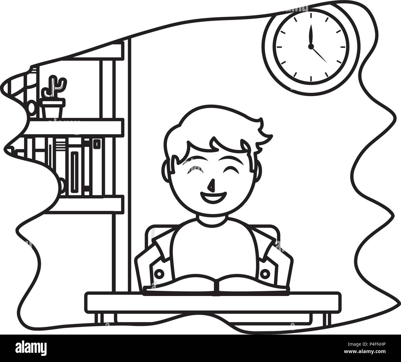 Des enfants heureux dans la ligne 24 avec livre ouvert Illustration de Vecteur Des enfants heureux dans la ligne 24 avec livre ouvert Illustration de Vecteur