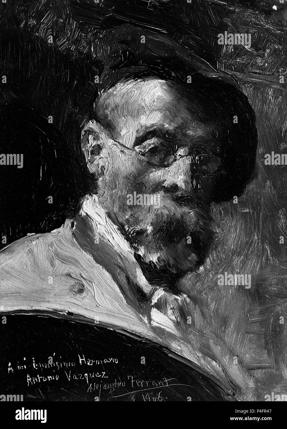 AUTORRETRATO DE ALEJANDRO FERRANT (1843-1917) - 1906. Auteur : Alejandro Ferrant y Fischermans (1843-1917). Banque D'Images