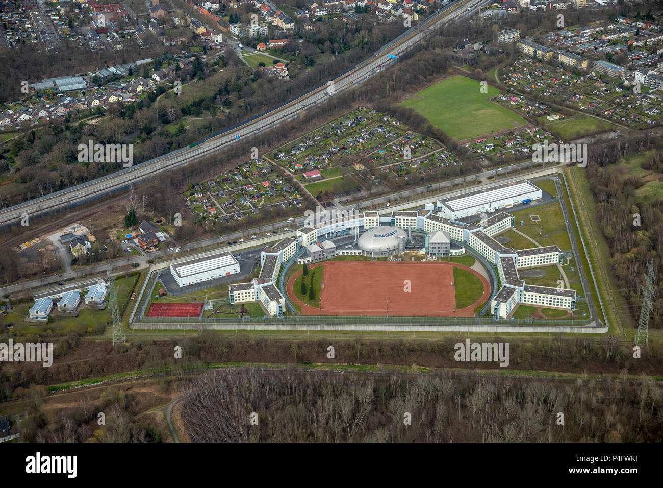 Prison Prison Gelsenkirchen Feldmark, Gelsenkirchen JVA domaine vivant à Gelsenkirchen en NRW. De la Ruhr, Bochum, Rhénanie du Nord-Westphalie, Ge Banque D'Images