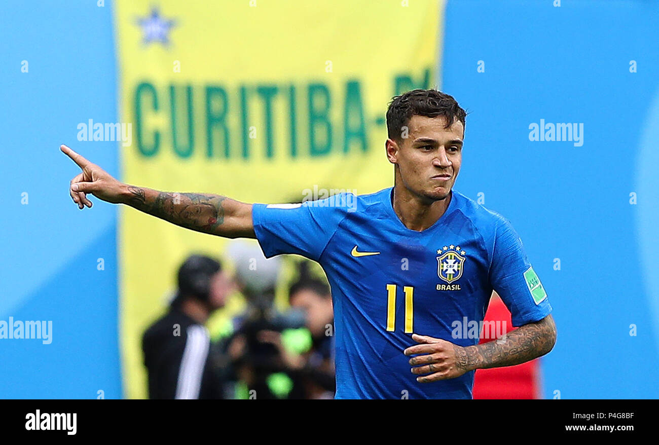 SÃO PETERSBURGO, MO - 22.06.2018 : BRÉSIL VS. COSTA RICA - Philippe Coutinho du Brésil pendant le match entre le Brésil et le Costa Rica valide pour la Coupe du monde 2018 organisée à Zenit Arena à Saint-Pétersbourg, en Russie. (Photo : Rodolfo Buhrer/La/Fotoarena Imagem) Banque D'Images