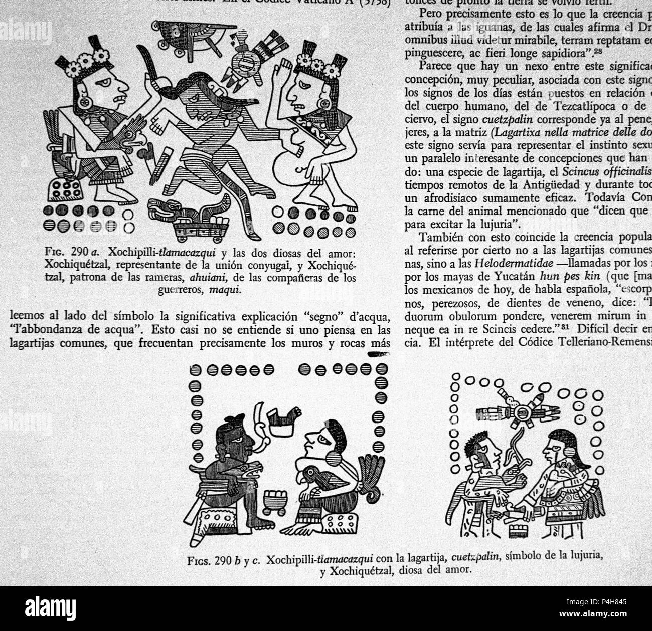 Gravure - LOS VINGT SIGNOS DE LOS DIAS Y SUS DEIDADES. Lieu : INSTITUTO DE COOPERACION IBEROAMERICANA, MADRID, ESPAGNE. Banque D'Images