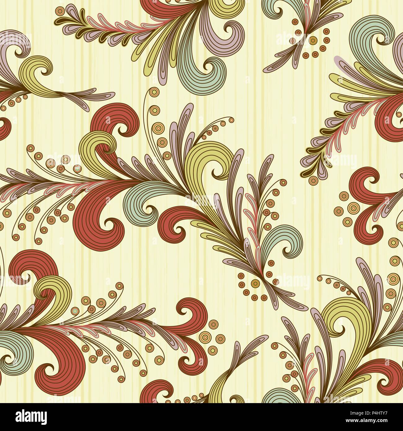 Seamless vector dessin de fleurs dans des tons pastel sur le fond jaune de décoration comme une texture de tissu Illustration de Vecteur
