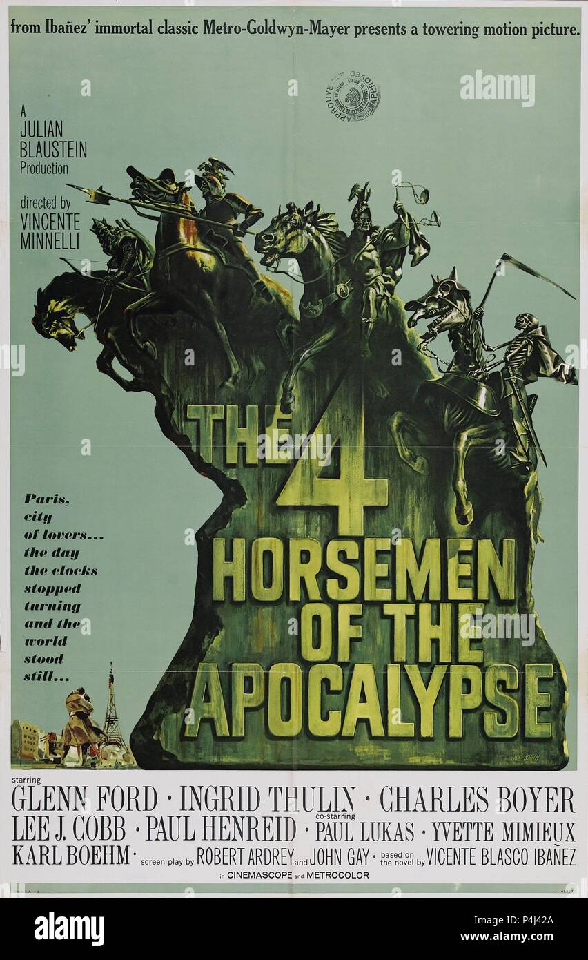 Film Original Titre : Quatre cavaliers de l'APOCALYPSE. Titre en anglais : quatre cavaliers de l'APOCALYPSE. Directeur de film : Vincente Minnelli. Année : 1962. Credit : M.G.M. / Album Banque D'Images