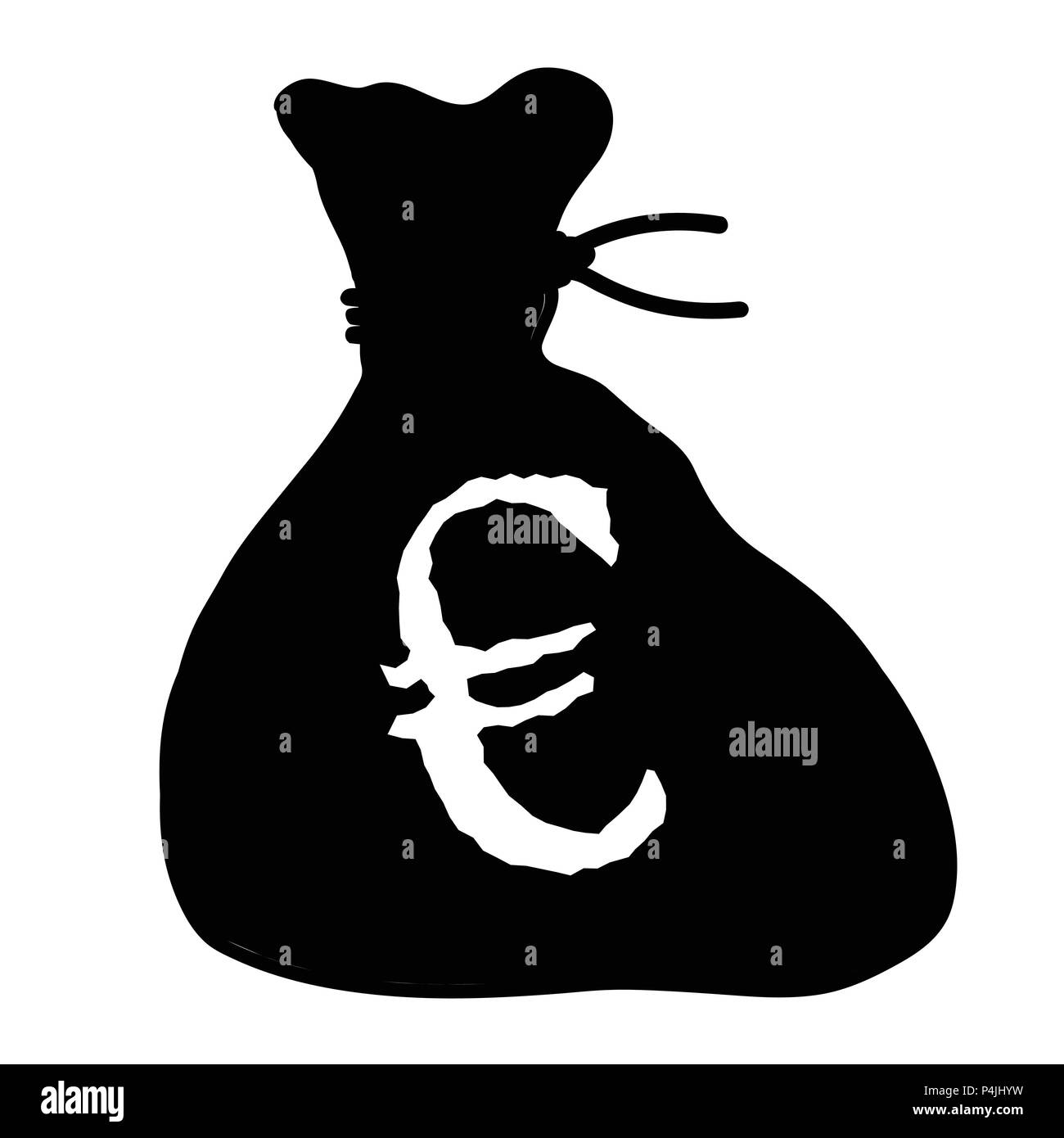 Un sac noir de l'argent avec un signe euro tous isolé sur fond blanc Illustration de Vecteur