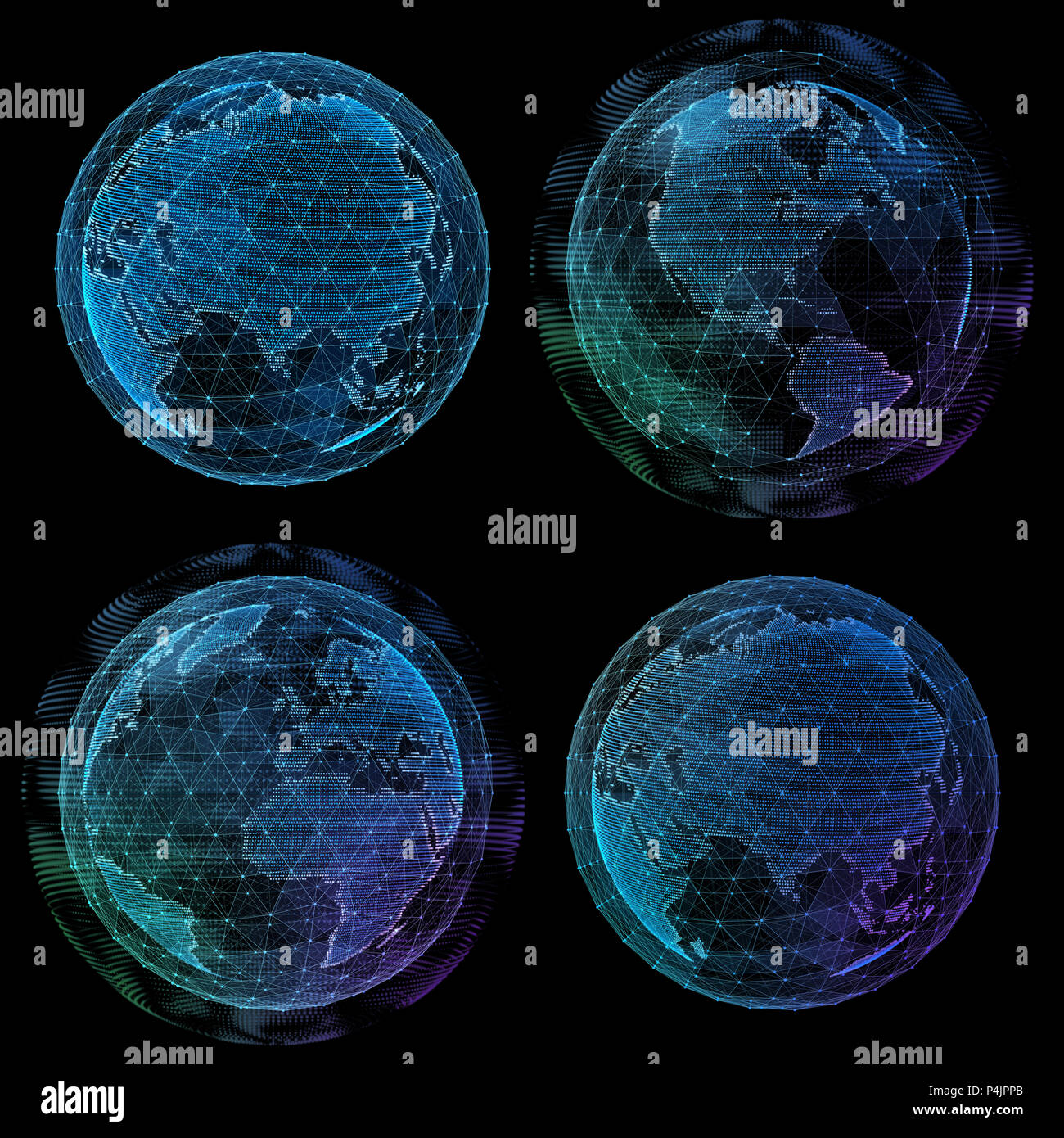 Planète numérique conception d'un réseau mondial. 3d illustration Banque D'Images