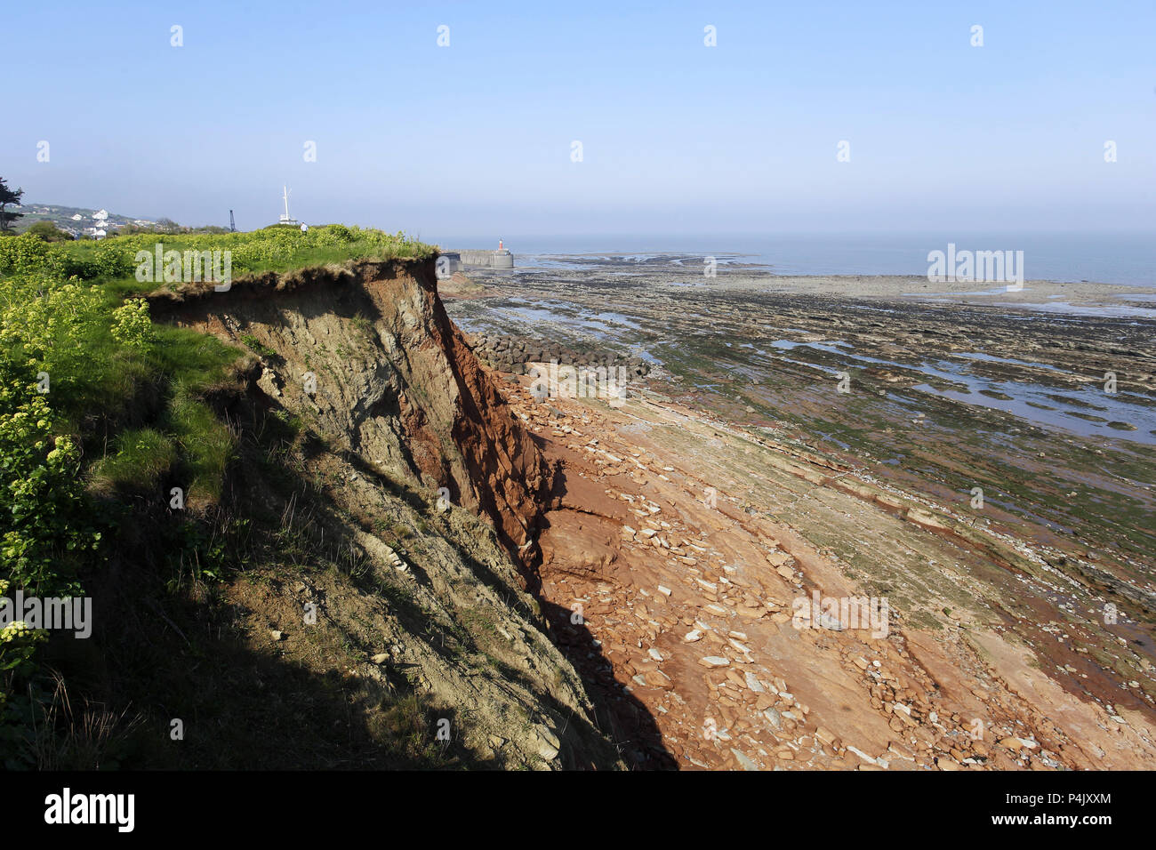 L'érosion côtière dans l'estuaire de la Severn à Watchet Somerset Banque D'Images
