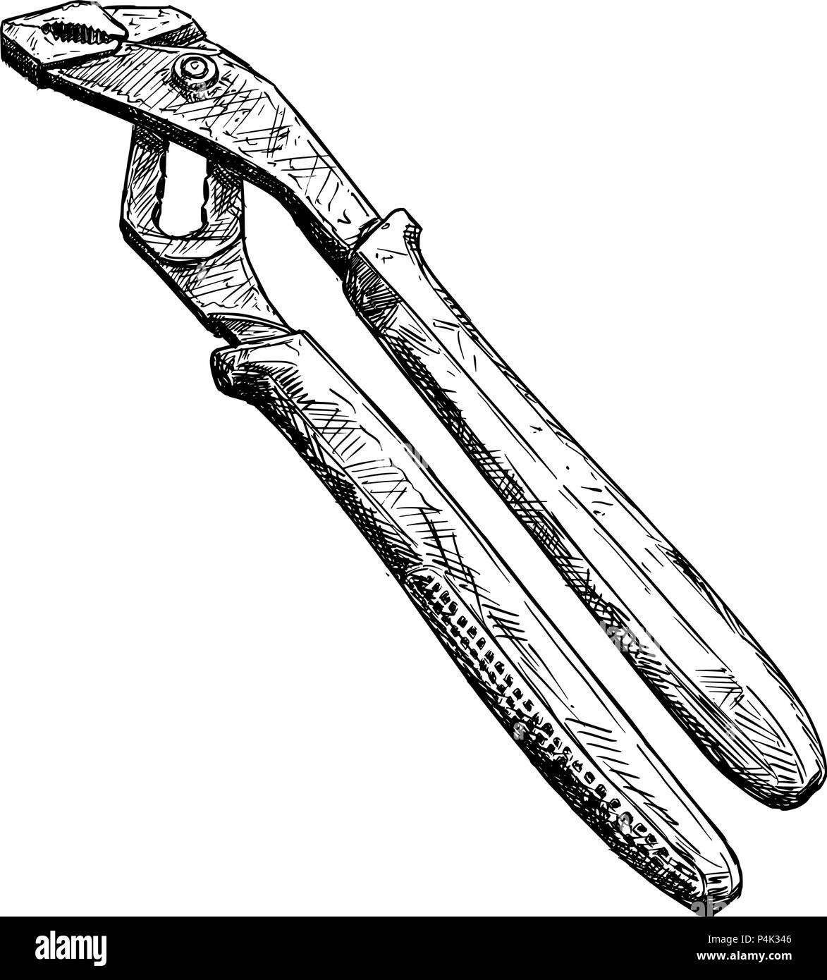 Vector Dessin Artistique Illustration d'une pince multiprise isolée Illustration de Vecteur