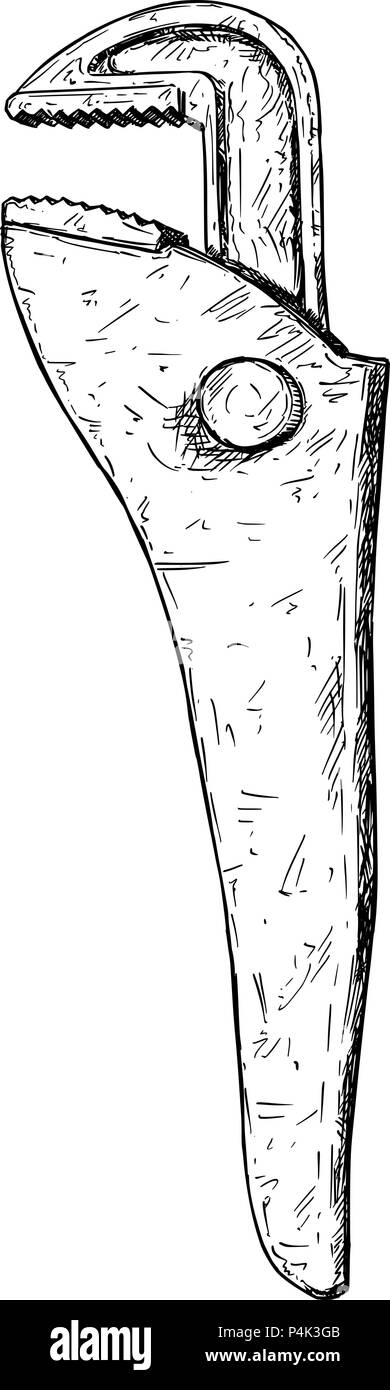 Dessin Artistique vecteur Illustration de l'outil clé à tuyau Illustration de Vecteur