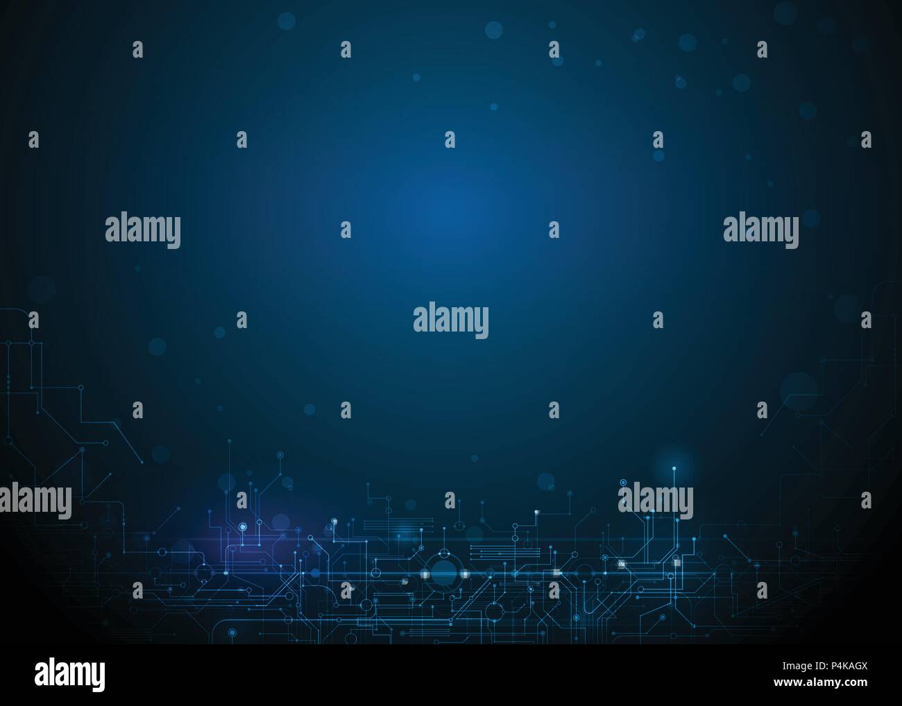 Vector illustration abstract futuristic, du circuit imprimé sur fond bleu foncé, moderne hi-tech la technologie numérique concept. Espace pour votre conten Illustration de Vecteur