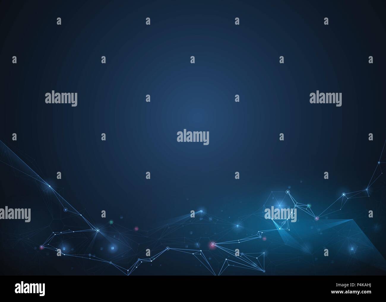 Illustration Résumé des molécules avec des cercles, des lignes, des polygones, géométrie, Triangle motif. Vector design network de la communication sur le bleu foncé Illustration de Vecteur