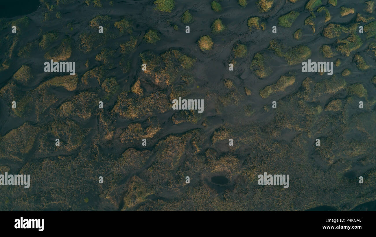Stokksnes de haut en bas Vue aérienne de drone de sable noir Banque D'Images