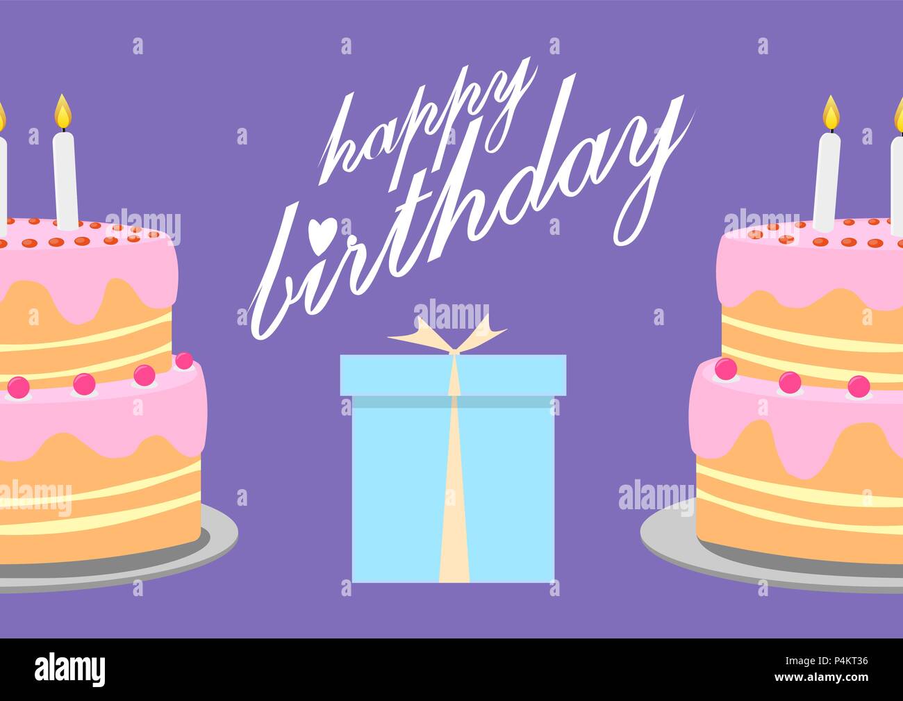 Joyeux Anniversaire Carte De Souhaits Avec Gateau D Anniversaire Illustration Image Vectorielle Stock Alamy