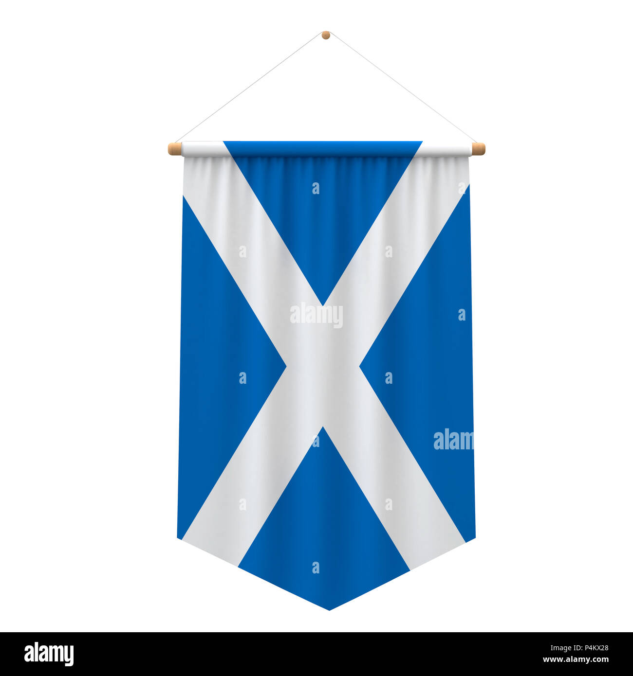 Tissu drapeau Ecosse pendaison bannière. Le Rendu 3D Banque D'Images