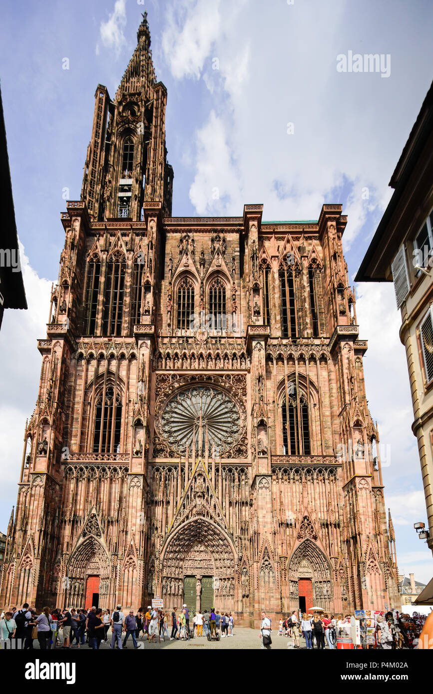 Cathédrale Notre Dame de Strasbourg, Alsace, France Banque D'Images