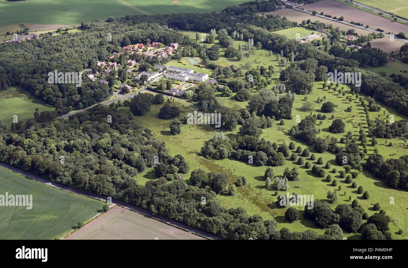 Vue aérienne de Rudding Park Hotel & Golf Course, Harrogate, North Yorkshire Banque D'Images