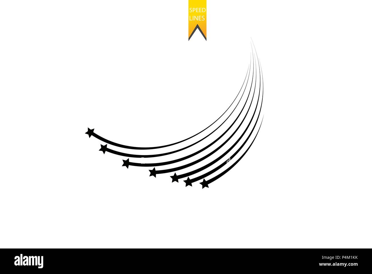 Abstract Étoile filante - Shooting Star noir élégant avec Star Trail sur fond blanc - météoroïde, Comète, astéroïde, Stars Illustration de Vecteur