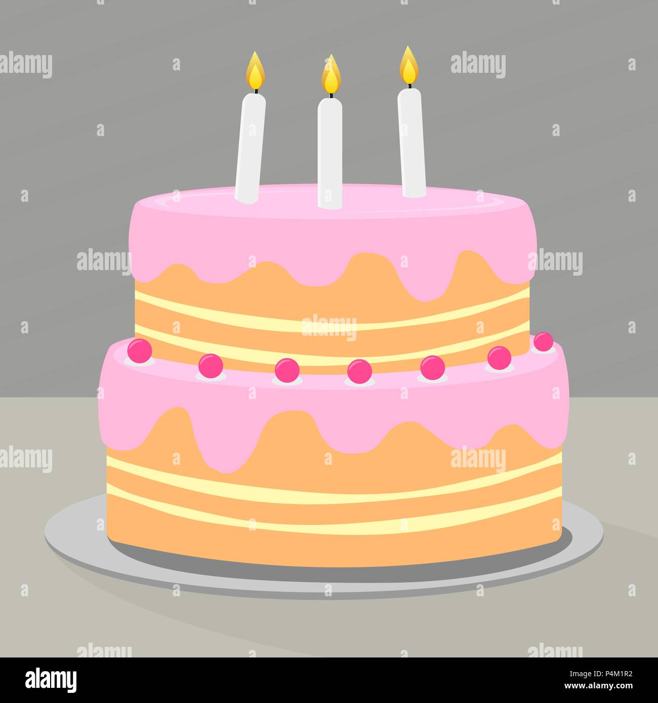 Couches colorées du gâteau d'anniversaire avec des bougies Illustration de Vecteur
