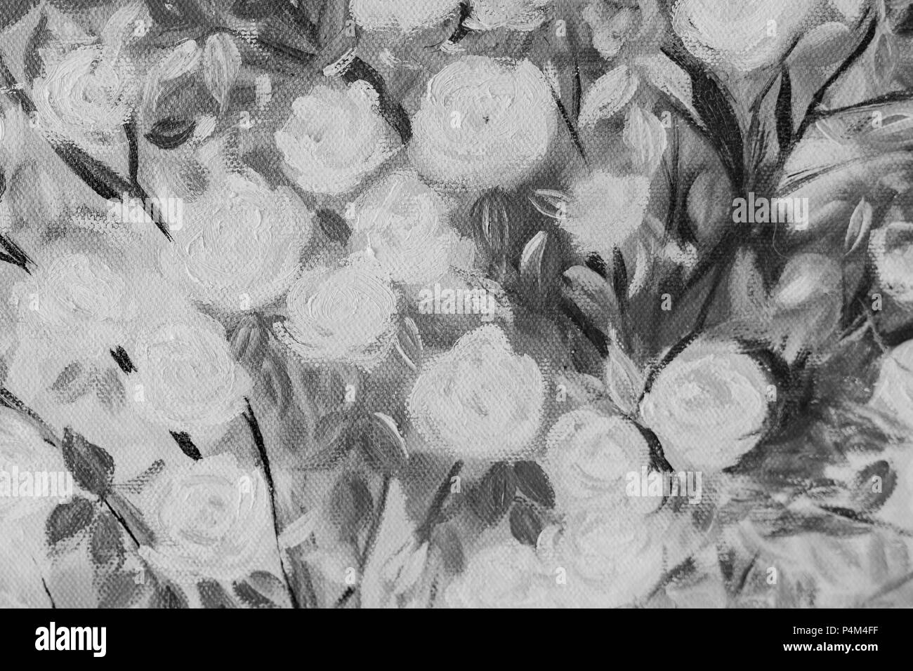 Fleurs Fleurs couleur de l'huile sur le terrain de l'art, peinture, dessin coloré de fleurs fond toile concept. Banque D'Images