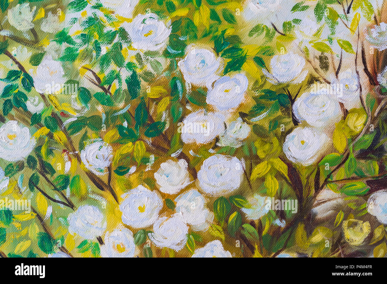 Fleurs Fleurs couleur de l'huile sur le terrain de l'art, peinture, dessin coloré de fleurs fond toile concept. Banque D'Images