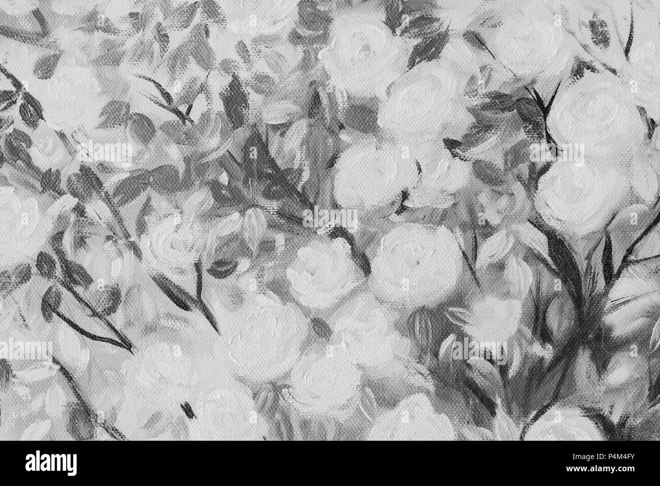 Fleurs Fleurs couleur de l'huile sur le terrain de l'art, peinture, dessin coloré de fleurs fond toile concept. Banque D'Images