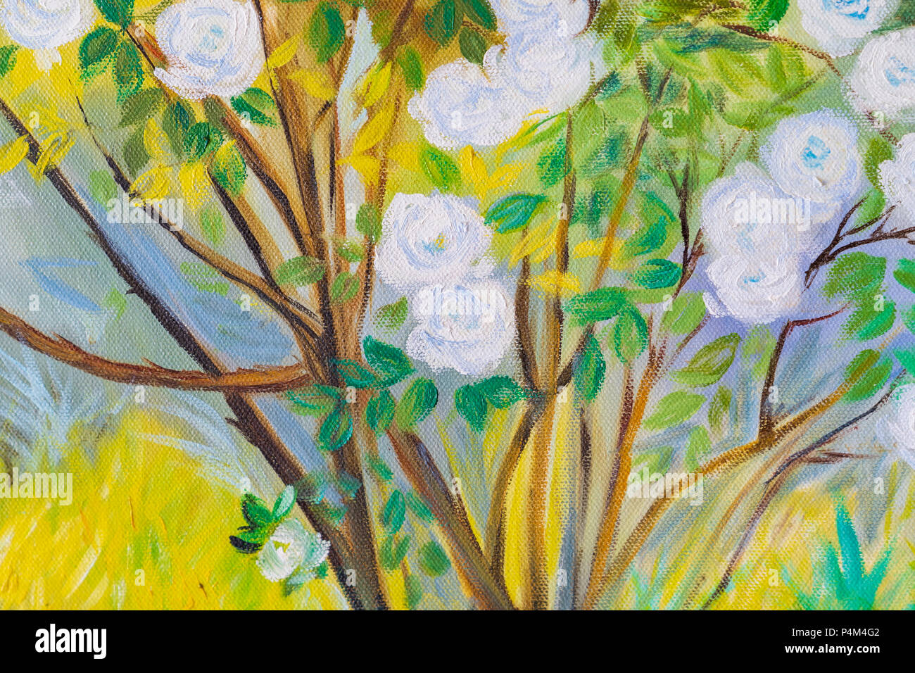 Fleurs Fleurs couleur de l'huile sur le terrain de l'art, peinture, dessin coloré de fleurs fond toile concept. Banque D'Images