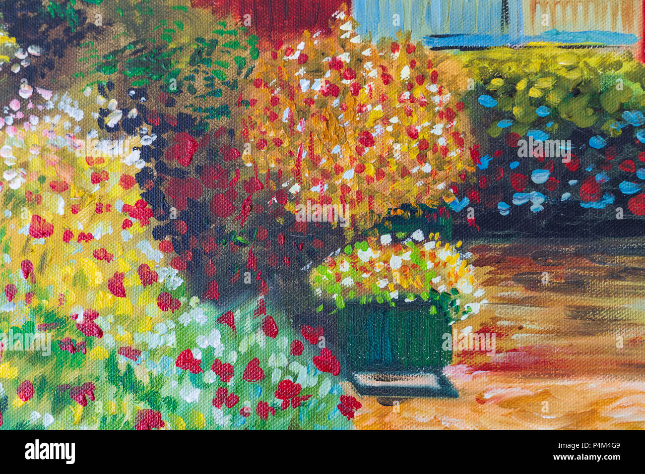 Fleurs Fleurs couleur de l'huile sur le terrain de l'art, peinture, dessin coloré de fleurs fond toile concept. Banque D'Images
